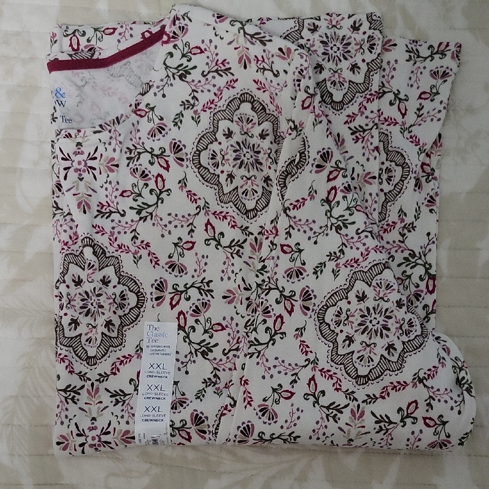 Kohl's Classic Tee with Pink and Green Floral Design